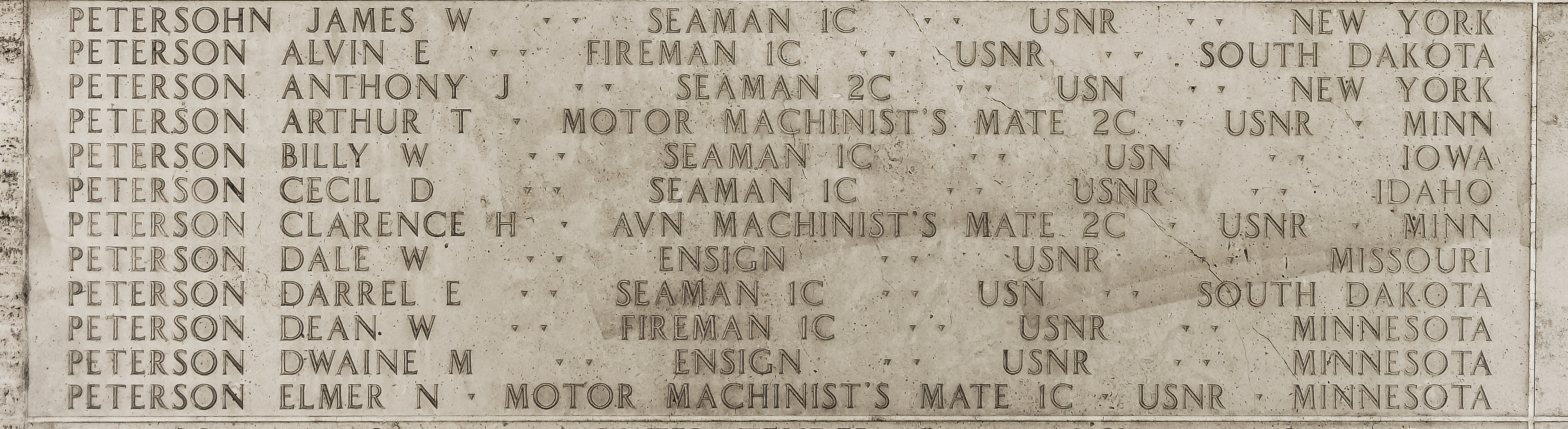 Cecil D. Peterson, Seaman First Class